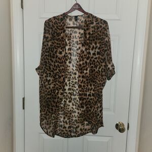 Windsor Women Leopard Print Retro Kimono Short Sleeve Boho